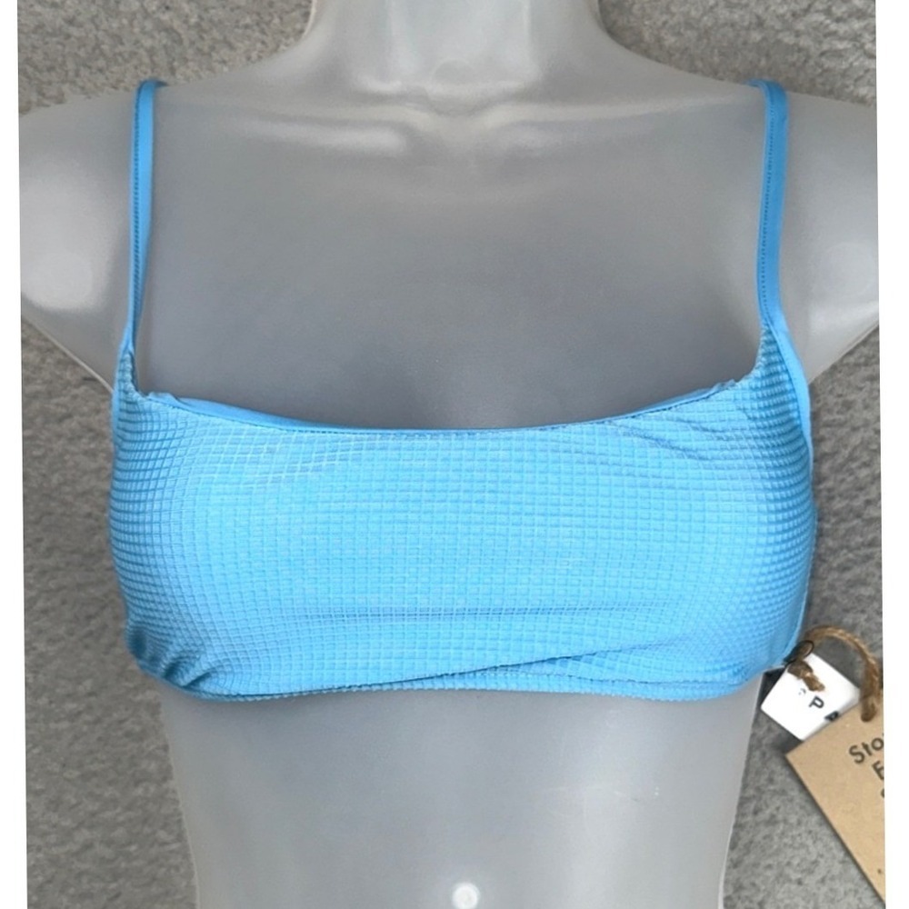 Stone Fox Swim x PacSun Bikini Top Women S Blue Ribbed Bralette Scoop Neck NWT - Picture 14 of 14